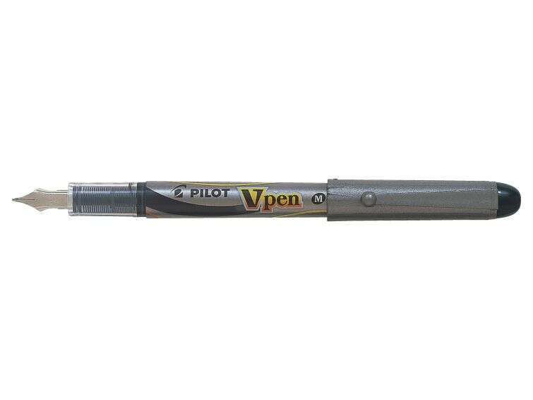 Pilot Penna Stilografica V-Pen Silver - Monouso - Inchiostro Liquido - Punta in Acciaio - Tratto da 0 Pilot Penna Stilografica V-Pen Silver - Monouso - Inchiostro Liquido - Punta in Acciaio - Tratto da 0