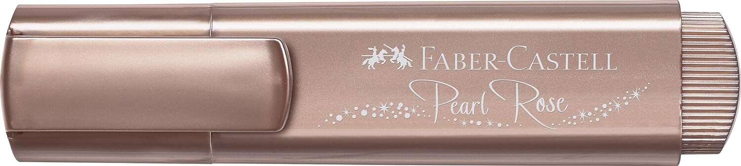 Faber-Castell Textliner 46 Metallic Pennarello fluorescente - Punta smussata - Tratto tra 1 mm e 5 mm - Inchiostro a base d'acqua - Colore oro rosa