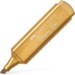 Faber-Castell Textliner 46 Metallic Pennarello fluorescente - Punta smussata - Tratto tra 1 mm e 5 mm - Inchiostro a base d'acqua - Colore oro - immagine 3