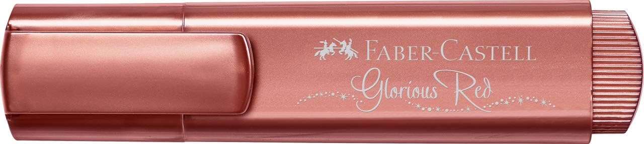 Faber-Castell Textliner 46 Metallic Pennarello fluorescente - Punta smussata - Tratto tra 1 mm e 5 mm - Inchiostro a base d'acqua - Colore rosso metallizzato