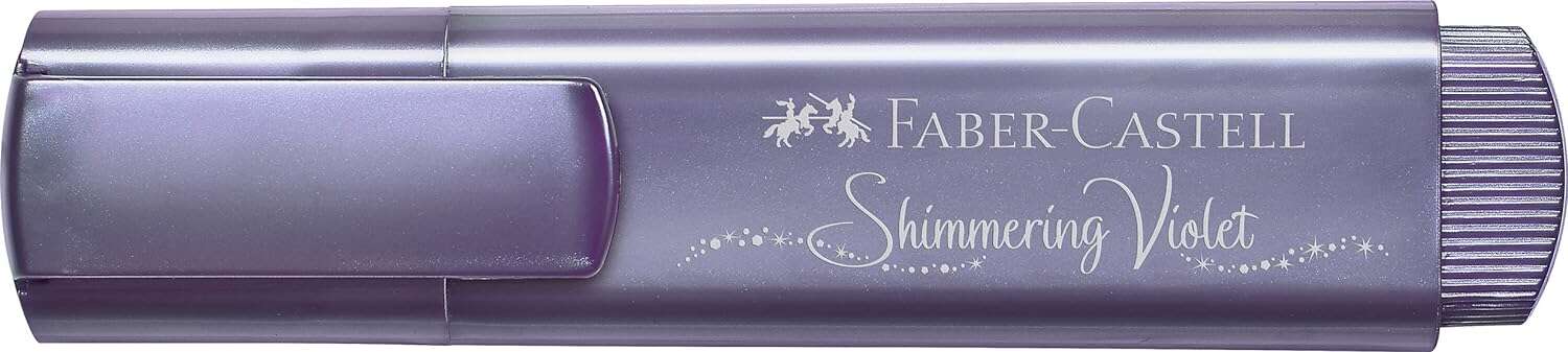 Faber-Castell Textliner 46 Metallic Pennarello fluorescente - Punta smussata - Tratto tra 1 mm e 5 mm - Inchiostro a base d'acqua - Colore viola metallizzato
