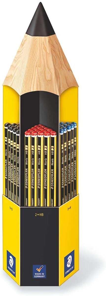 Staedtler Noris 120 Espositore da 90 matite di grafite esagonali - Diverse gradazioni di mina - Legno proveniente da foreste sostenibili