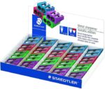 Staedtler Espositore da 20 temperamatite in metallo con lama in metallo e 2 fori - Angolo di affilatura di 23° e 30° - Colori assortiti