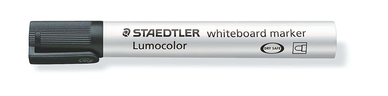 Staedtler Lumocolor 351 Pennarello per lavagna - Punta tonda - Tratto 2 mm - Cappuccio con clip - Colore nero