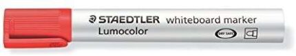 Staedtler Lumocolor 351 Pennarello per lavagna - Punta tonda - Tratto 2 mm - Cappuccio con clip - Colore rosso
