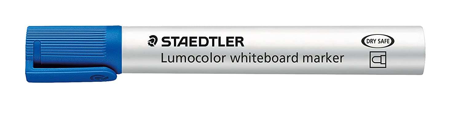 Staedtler Lumocolor 351 Pennarello per lavagna - Punta tonda - Tratto 2 mm - Cappuccio con clip - Colore blu