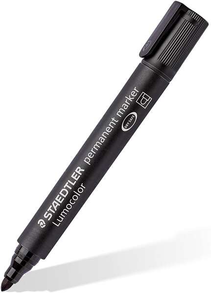 Staedtler Lumocolor 352 Pennarello permanente - Punta tonda - Tratto di circa 2 mm - Cappuccio con clip - Asciugatura rapida - Colore nero