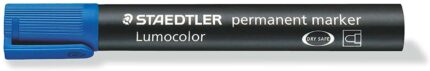 Staedtler Lumocolor 352 Pennarello permanente - Punta tonda - Tratto di circa 2 mm - Cappuccio con clip - Asciugatura rapida - Colore blu