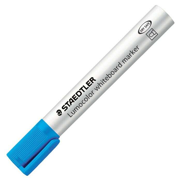 Staedtler Lumocolor 351 Pennarello per lavagna - Punta tonda - Tratto 2 mm - Cappuccio con clip - Colore azzurro