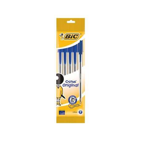 Bic Cristal Original Confezione da 5 penne a sfera - Punta rotonda da 1