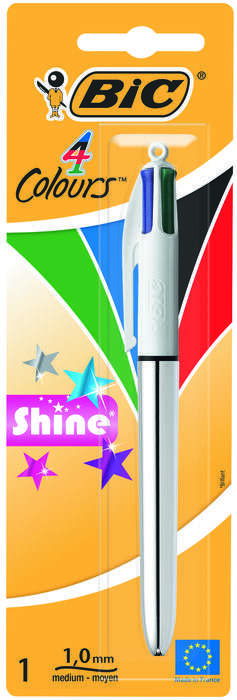 Bic 4 Colours Shine Penna a sfera a scatto - Punta media da 1