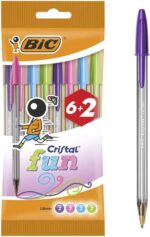 Bic Cristal Fun 6+2 Confezione da 8 penne a sfera - Punta rotonda da 1