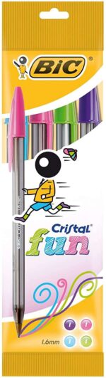 Bic Cristal Fun Confezione da 4 penne a sfera - Punta rotonda da 1