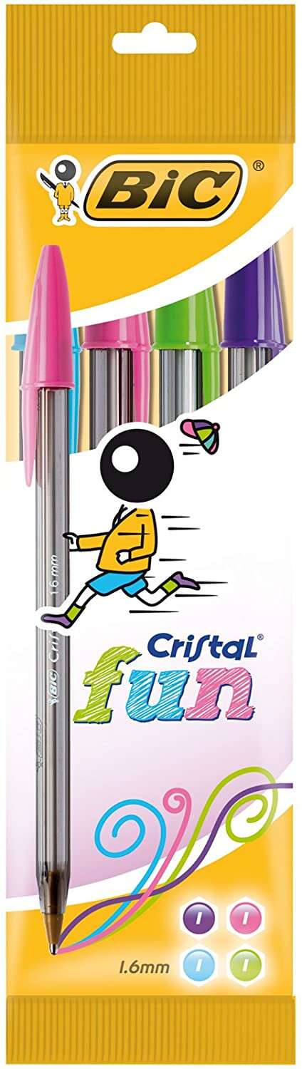 Bic Cristal Fun Confezione da 4 penne a sfera - Punta rotonda da 1