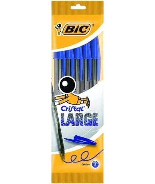 Bic Cristal Large Confezione da 5 penne a sfera - Punta rotonda da 1