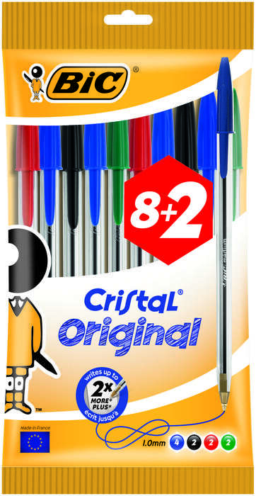 Bic Cristal Original Confezione da 10 penne a sfera - Punta rotonda da 1