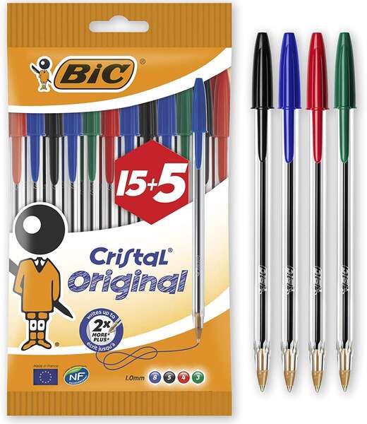 Bic Cristal Original 15+5 Confezione da 20 penne a sfera - Punta rotonda da 1
