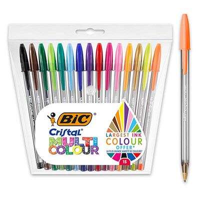 Bic Cristal Multicolour Confezione da 15 penne a sfera - Punta 1