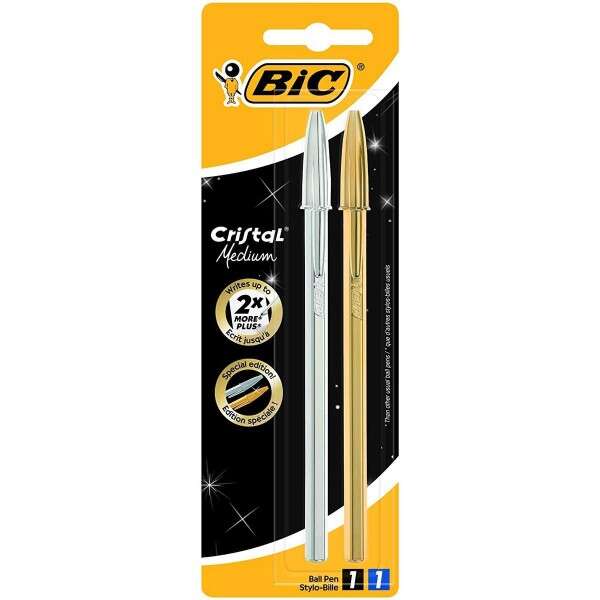 Bic Cristal Shine Confezione da 2 penne a sfera - Punta media da 1