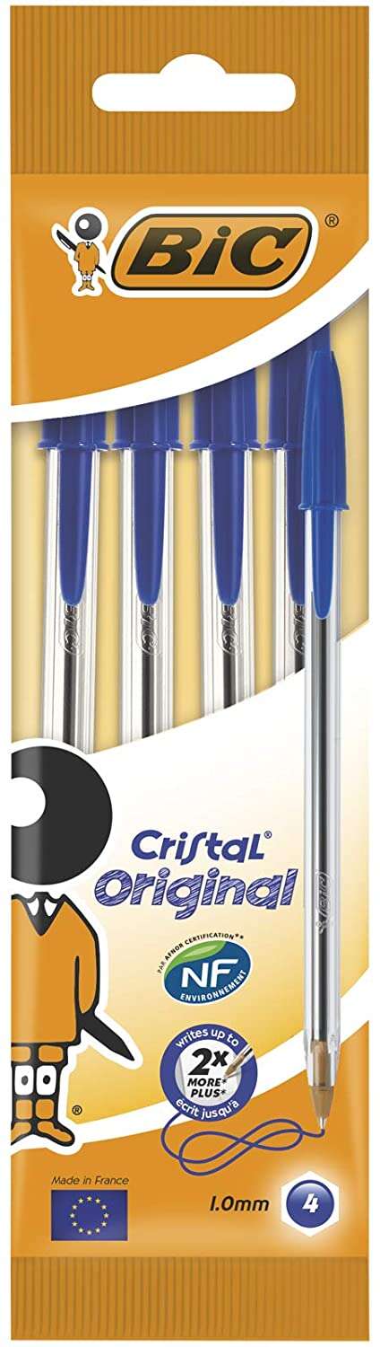 Bic Cristal Original Confezione da 4 penne a sfera - Punta rotonda da 1