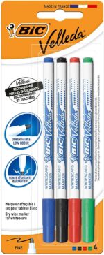 Bic Velleda 1721 Confezione da 4 pennarelli per lavagna - Punta fine - Tratto da 1