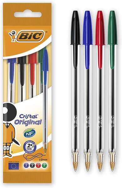 Bic Cristal Original Confezione da 4 penne a sfera - Punta rotonda da 1