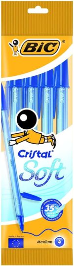 Bic Cristal Soft Confezione da 4 penne a sfera - Punta media da 1
