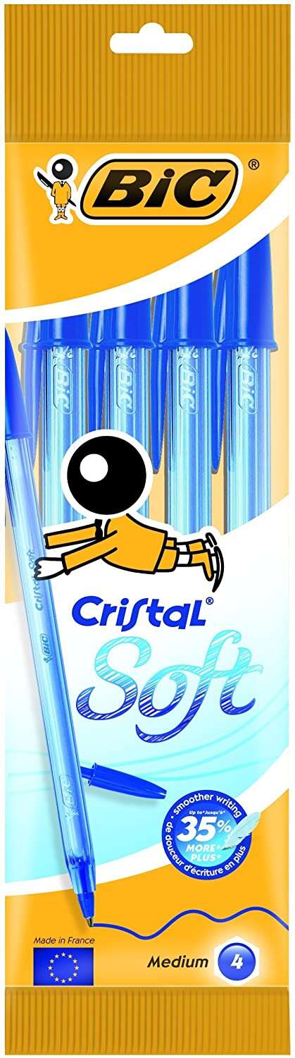 Bic Cristal Soft Confezione da 4 penne a sfera - Punta media da 1