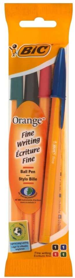 Bic Orange Original Fine Confezione da 4 penne a sfera - Punta rotonda da 0