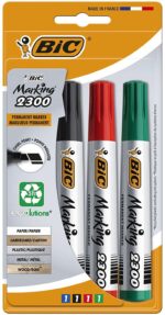Bic Marking 2300 Ecolutions Confezione da 4 pennarelli indelebili - Punta smussata - Inchiostro a base alcolica - Ecologico - Colori assortiti