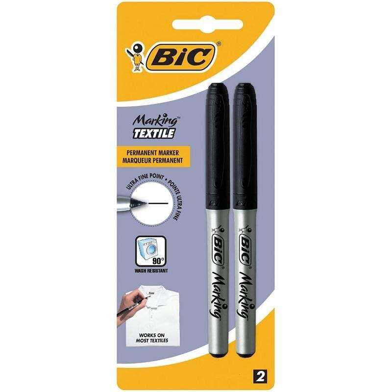 Bic Marking Textile Confezione da 2 pennarelli indelebili per abbigliamento - Punta ultrafine 0