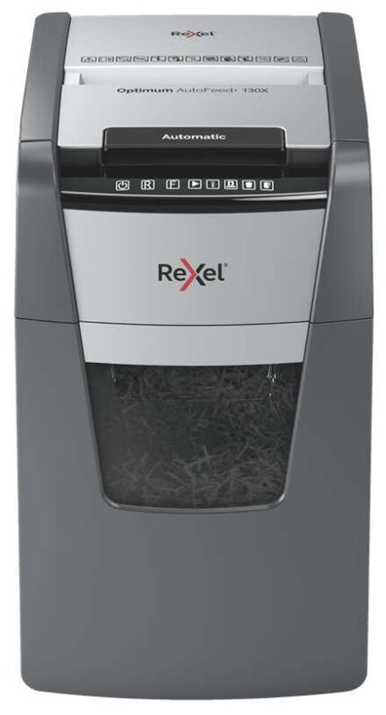 Rexel Optimum AutoFeed 130X Distruggidocumenti automatico a taglio in particelle P-4 - Alimentazione automatica 130 fogli