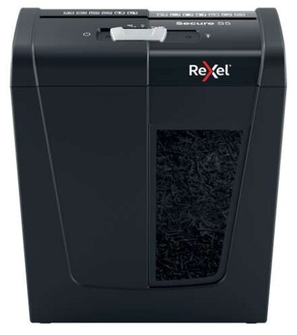 Rexel Secure S5 Distruggidocumenti manuale a strisce P-2 - Distrugge fino a 5 fogli - Capacità del cestino 10 L - Colore nero