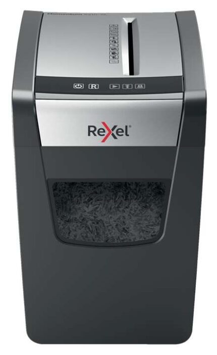 Rexel Momentum X410-SL Slimline Distruggidocumenti manuale a taglio confetti - Livello di sicurezza P-4 - Distrugge fino a 10 fogli - Capacità del cestino 23 L - Colore grigio