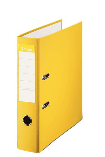 Esselte Raccoglitore a leva formato Folio - Dorso 75 mm - Portacartellini sul dorso - Capacità 500 fogli - Colore giallo