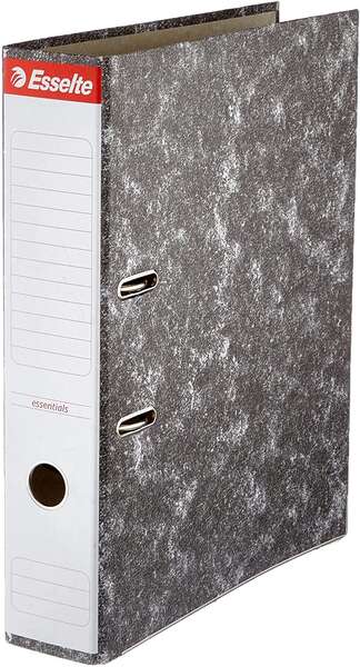 Esselte Raccoglitore a leva formato Folio - Dorso 75 mm - Capacità 500 fogli - Colore nero marmorizzato