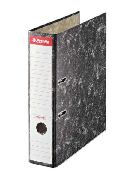 Esselte Raccoglitore a leva formato A4 - Dorso da 75 mm - Ollao e Rado - Etichetta stampata sul dorso - Colore nero marmorizzato
