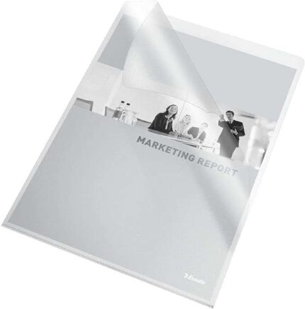 Esselte 30Q Confezione da 100 buste con linguetta - Formato Folio - PVC flessibile - Spessore 140 micron - Colore trasparente