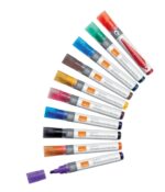 Nobo Confezione da 10 pennarelli per lavagna bianca - Punta tonda da 3 mm - Inchiostro liquido - Finestrina per vedere il livello dell'inchiostro - Colori assortiti