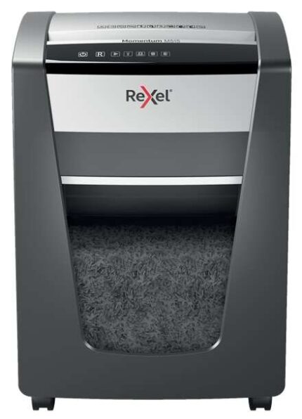 Rexel Momentum M515 Distruggidocumenti manuale a microtaglio P-5 - Distrugge fino a 15 fogli - Funzionamento ininterrotto per 4 ore - Cestino da 30 L - Colore grigio/argento
