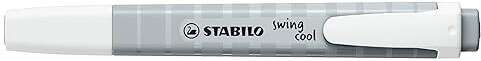Stabilo Swing Cool Pastel Pennarello fluorescente - Corpo piatto - Punta smussata - Tratto da 1 a 4 mm - Inchiostro a base d'acqua - Antisecante - Colore Grigio polveroso