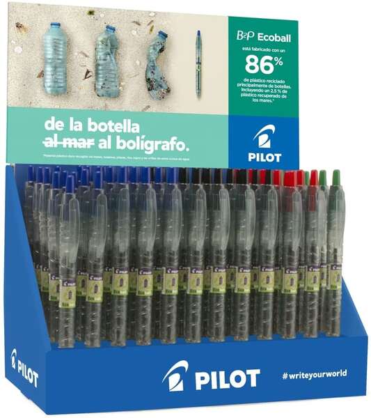 Pilot Espositore 60 penne a sfera retrattili B2P Ecoball BeGreen + 10 B2P Gel BeGreen - 86