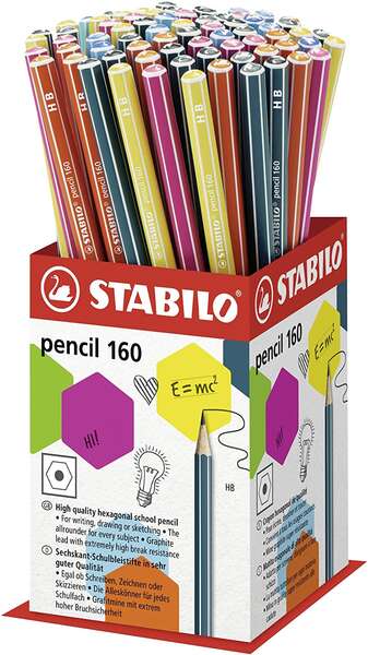 Stabilo Pencil 160 Espositore da 72 matite esagonali - Mina HB robusta da 2
