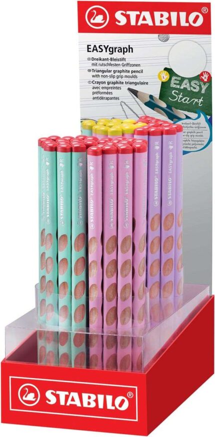 Stabilo Easygraph Pastel Espositore da 60 matite di grafite - Mina HB da 3