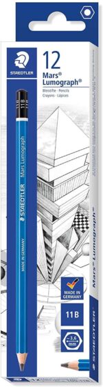 Staedtler Mars Lumograph Matita di grafite esagonale - Miniera 11B - Resistenza alla rottura - Legno proveniente da foreste sostenibili
