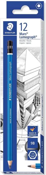Staedtler Mars Lumograph 100 Matita di grafite esagonale - Miniera 9B - Resistente alla rottura - Legno proveniente da foreste sostenibili