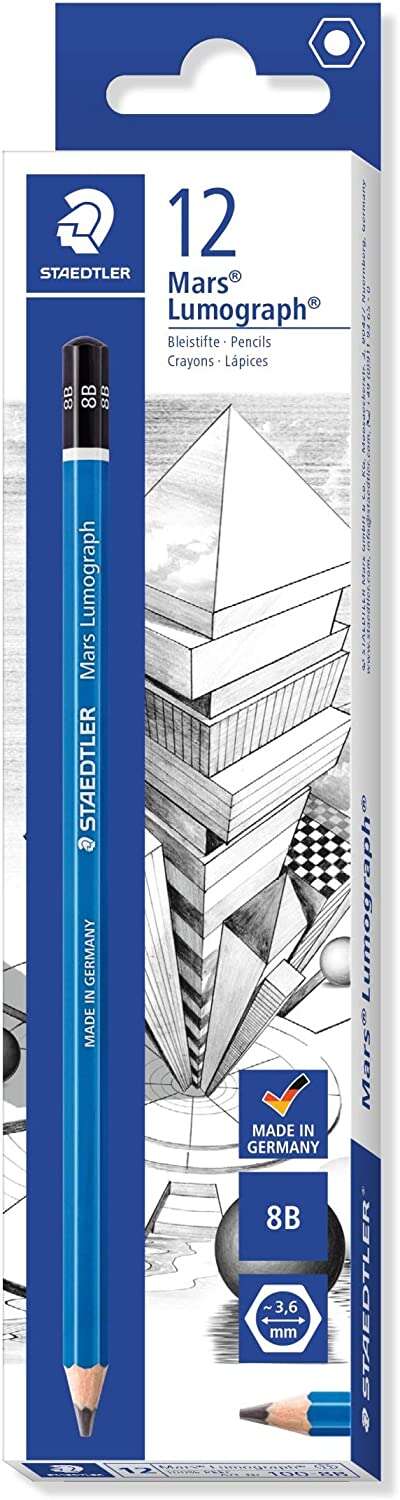 Staedtler Mars Lumograph 100 Matita di grafite esagonale - Miniera 8B - Resistente alla rottura - Legno proveniente da foreste sostenibili