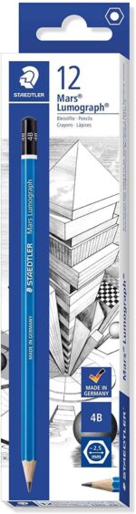 Staedtler Mars Lumograph 100 Matita di grafite esagonale - Miniera 4B - Resistente alla rottura - Legno proveniente da foreste sostenibili