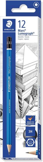 Staedtler Mars Lumograph 100 Matita a grafite esagonale - Minuta 3H - Resistente alla rottura - Legno proveniente da foreste sostenibili