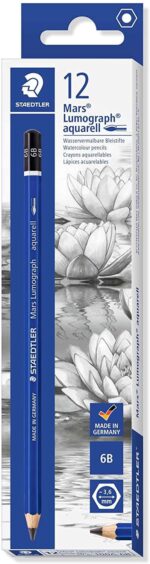 Staedtler Mars Lumograph Aquarell 100A Matita di grafite - Miniera 6B - Resistenza alla rottura - Legno proveniente da foreste sostenibili
